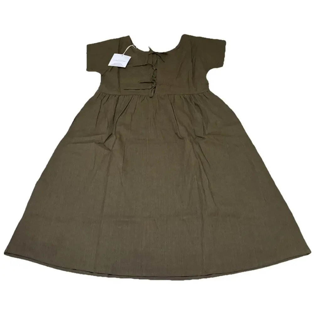 Little Cottonwood 100% LINEN Large Maxi Dress W Pockets Cottage NWT - Picture 10 of 13